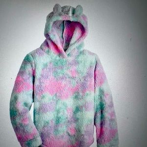 Sherpa Hoodie Tie Dye with unicorn hat